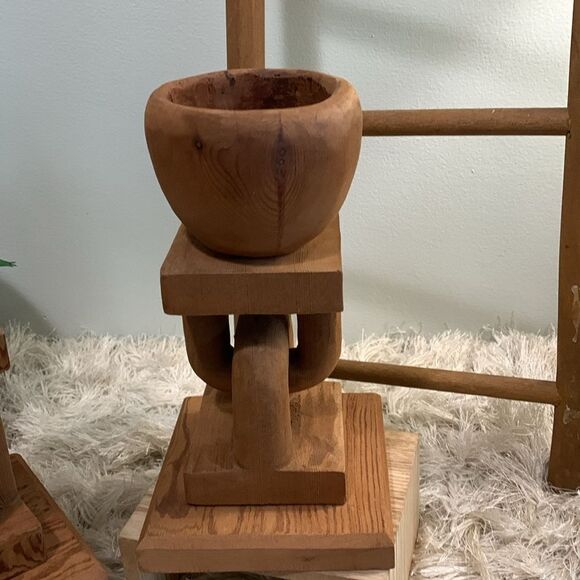 Bundle Of 2 Handcrafted Unique Raw Wooden Accent Decor Pieces - Picture 5 of 17